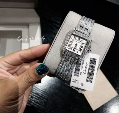 Luxath Cartier Stainless Steel 27*37MM Full Diamond Quartz Movement Watch